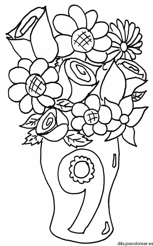 Dibujo del número 9 en un florero | Dibujos para Colorear
