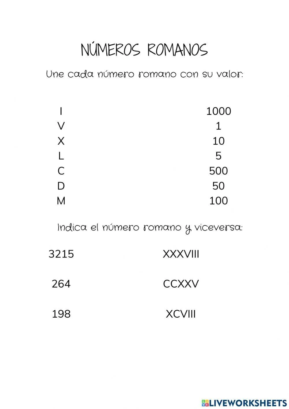Números romanos online exercise for 1º ESO | Live Worksheets