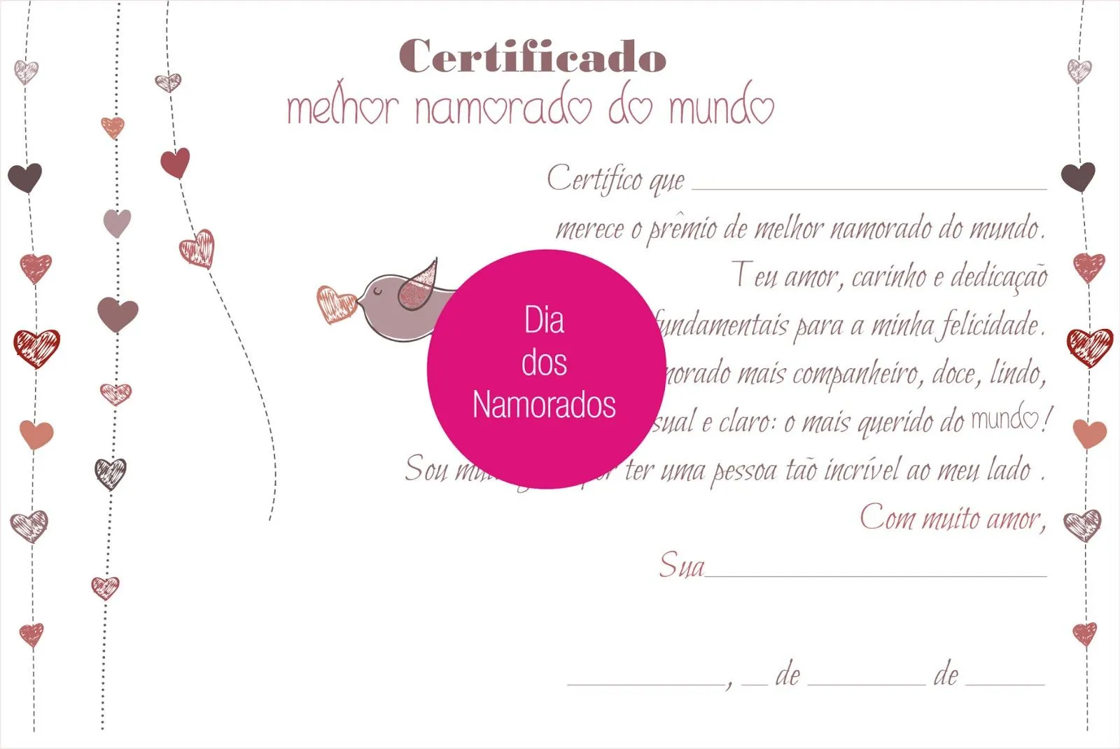 Objetos Especiais: Certificado Melhor Namorado do Mundo Grátis ... Objetos Especiais: Certificado Melhor Namorado do Mundo Grátis ...