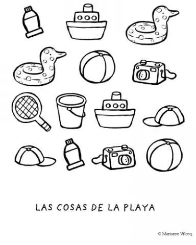 con objetos de la playa para imprimir y colorear con objetos de la playa para imprimir y colorear