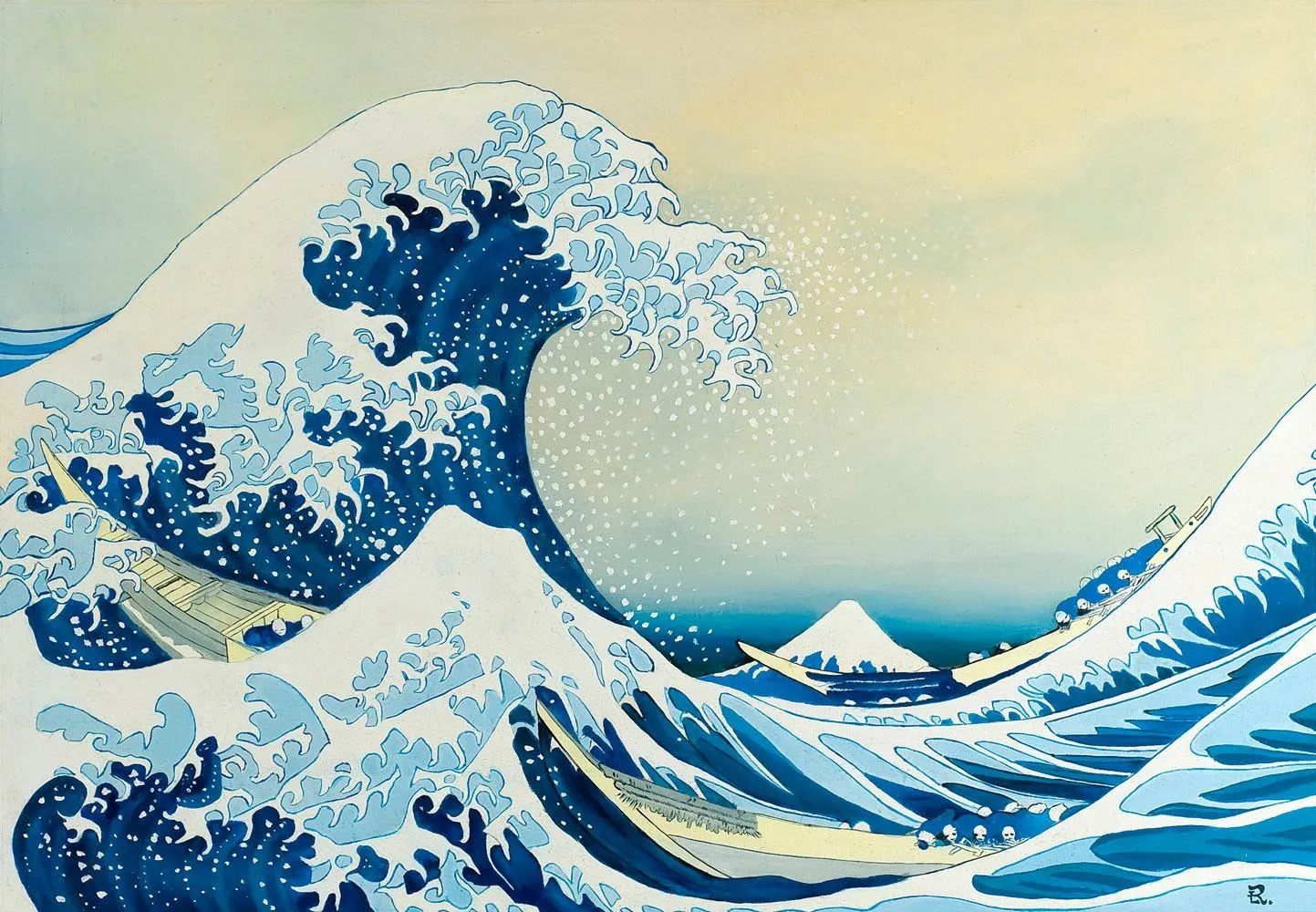 obra japonesa: 'Ola en alta mar en Kanagawa' o 'Gran ola de Kanagawa' obra japonesa: 'Ola en alta mar en Kanagawa' o 'Gran ola de Kanagawa'