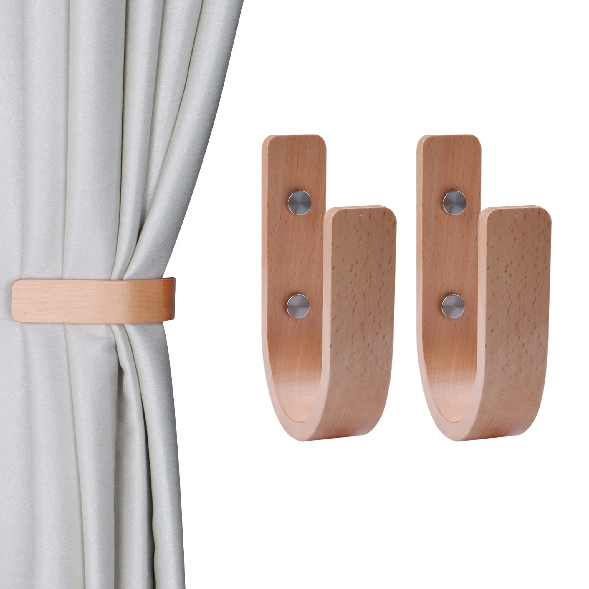 OCIOLI 2 alzapaños de madera para cortinas, en forma de U, ganchos para  cortinas, alzapaños para montaje en pared, soporte para cortinas, alzapaños para  cortinas (madera, 2) : Amazon.com.mx: Hogar y Cocina