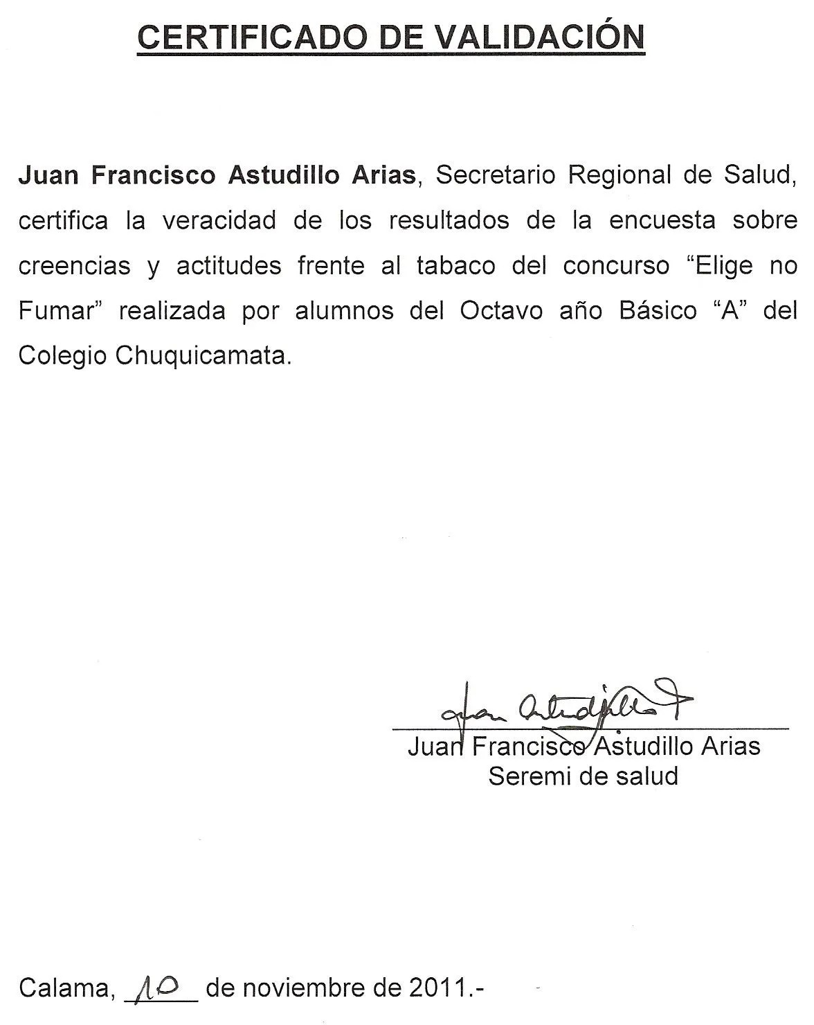 Octavo A Colegio Chuquicamata Libre De Humo.: VISITA DEL DEPTO ... Octavo A Colegio Chuquicamata Libre De Humo.: VISITA DEL DEPTO ...