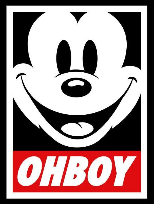Ohboy Mickey Mouse parody of Shepard Fairey's Obey Giant sticker ...