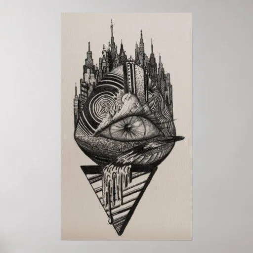 Ojo, dibujo de lápiz abstracto póster | Zazzle