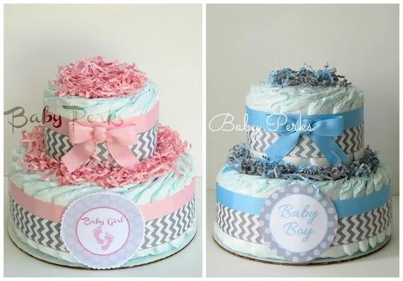 ON SALE Pink and Grey Baby Shower . Blue and Grey por MsPerks