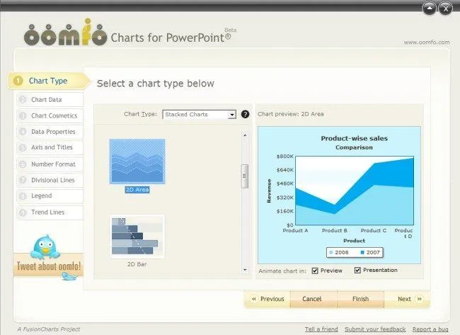 oomfo permite incrustar gráficos animados en PowerPoint