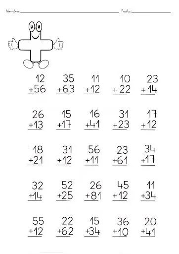 FICHAS DE SUMAS Y RESTAS SIN LLEVADAS PARA REFUERZO