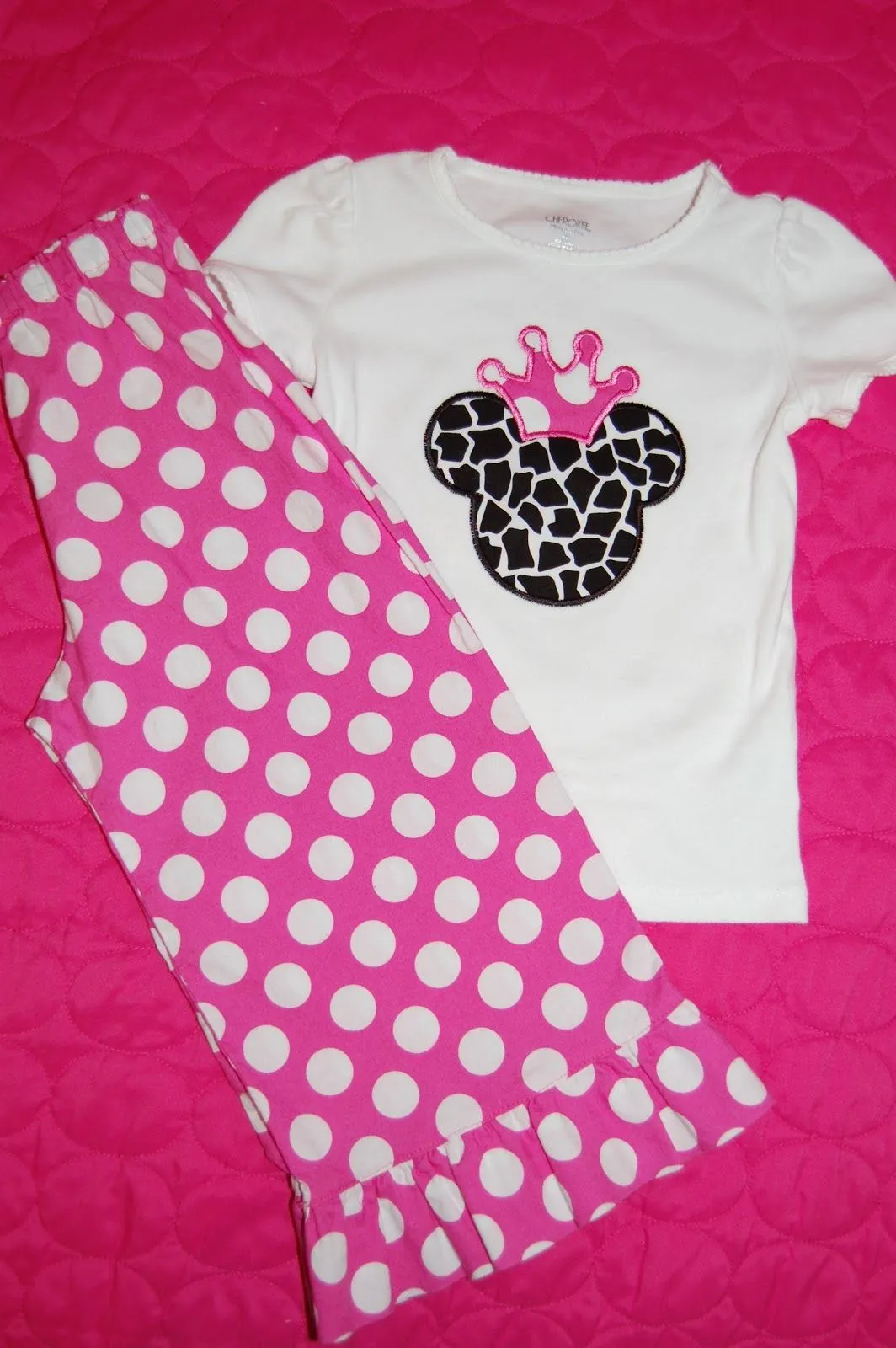 or zebra print Minnie Mouse with crown applique!