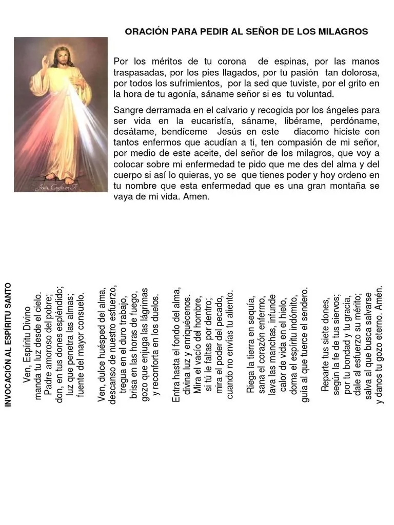 Oración para Pedir Al Señor de Los Milagros | PDF