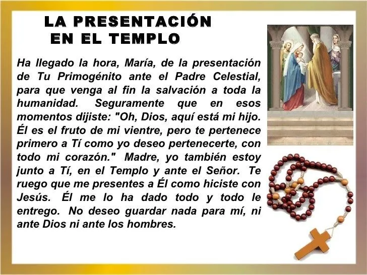 Oracion para presentacion al templo - Imagui