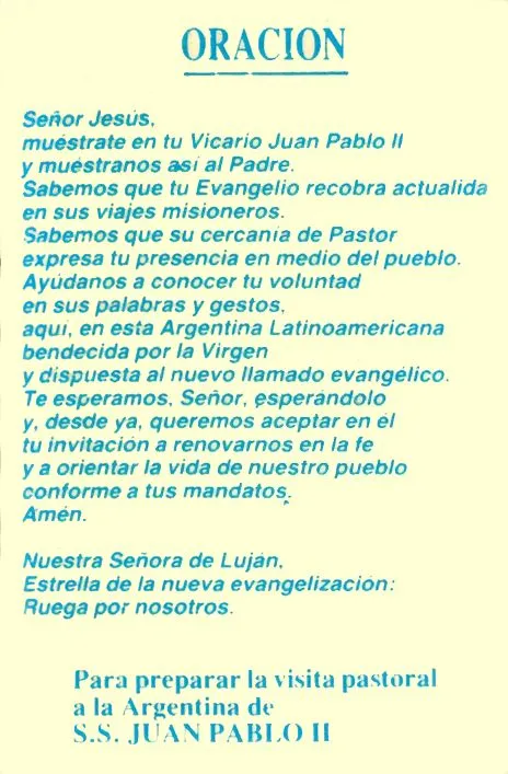 Oracion 2 vista Juan Pablo II a Argentina 1987 | Directorio de la ...