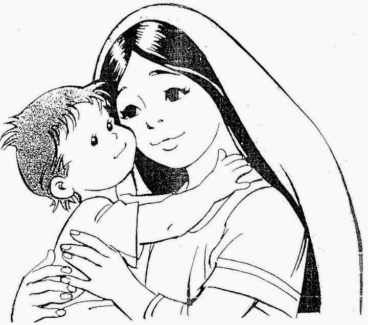 ORACIONES INFANTILES: DIBUJOS DE LA VIRGEN MARÍA PARA COLOREAR