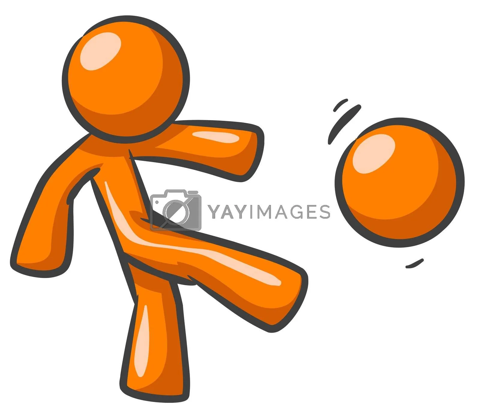 Orange Man Kicking Ball by LeoBlanchette Vectors & Illustrations Free  download - Yayimages