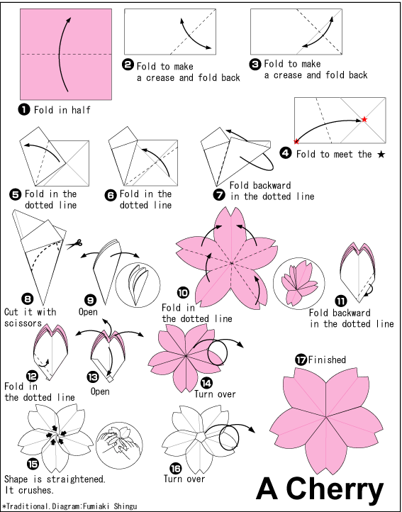 Origami Cherry Blossom Flower | DIY flowers | Pinterest | Cerezas ...