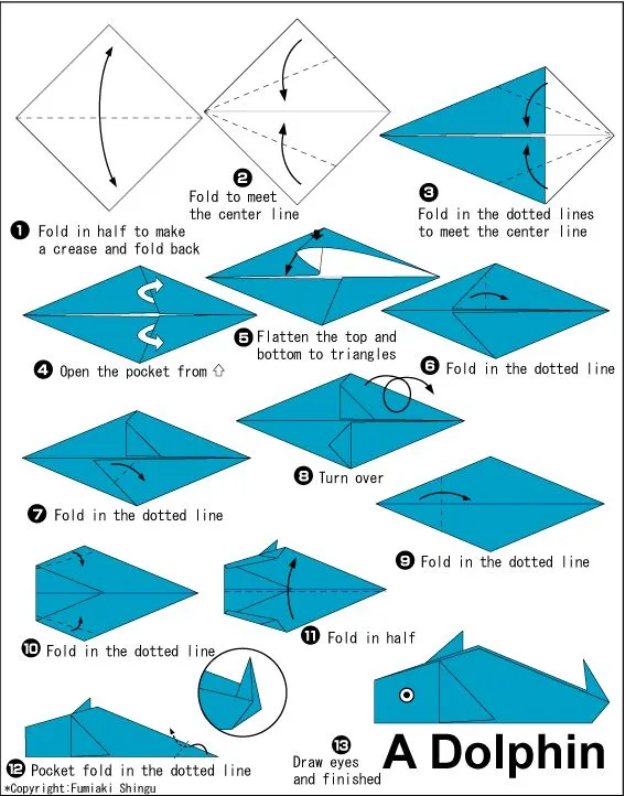 Origami Dolphin | Party Ideas - Under the Sea/Dolphin | Pinterest