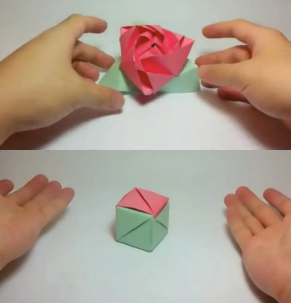 Origami: Hacer una rosa mágica que se convierte en cubo ... Origami: Hacer una rosa mágica que se convierte en cubo ...