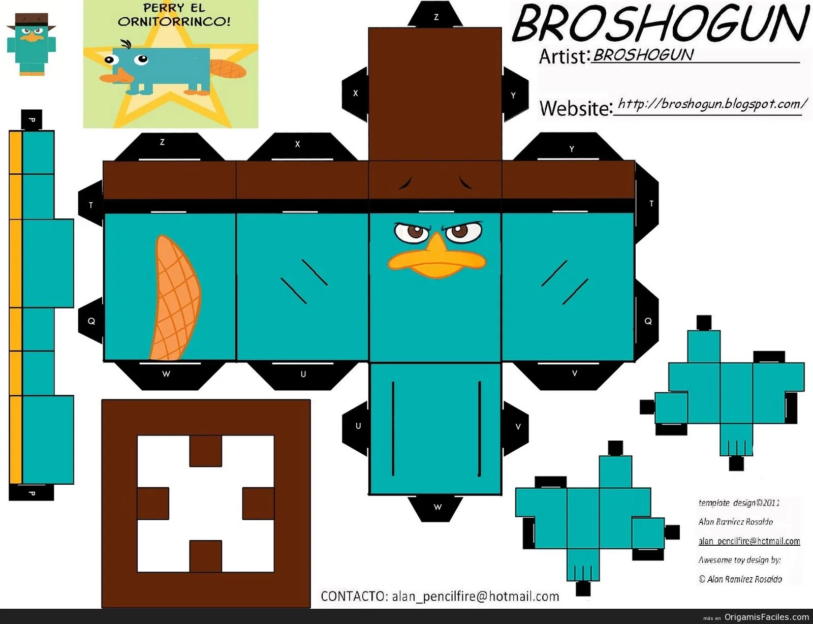 Origamis y Papercraft – Perry el Ornitorrinco Papercraft | Perry the  platypus, Paper toys, Paper toys template