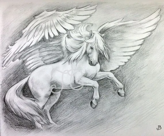 ORIGINAL Pegasus caballo cría grafito lápiz por SparksaFlying