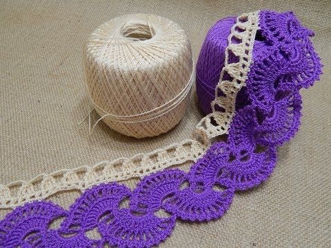 Orilla # 14 Abanicos dos colores Crochet parte 2 de 2 - YouTube