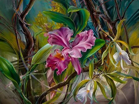 Orquídea pintura de flor Vie Dunn Harr | Dos dimensiones ...