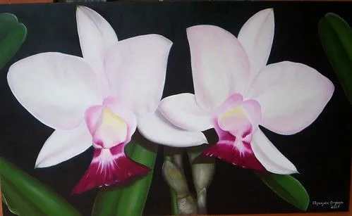 orquideas - pintura em tela - painting on canvas - a photo on ...