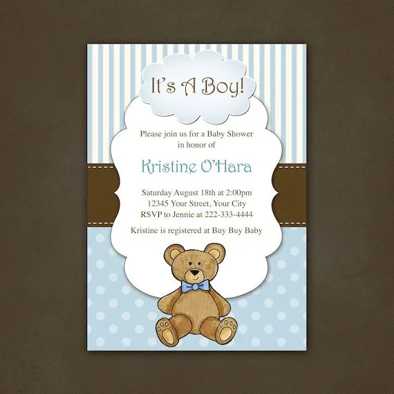 Invitaciónes para baby shower niño para imprimir de osos - Imagui