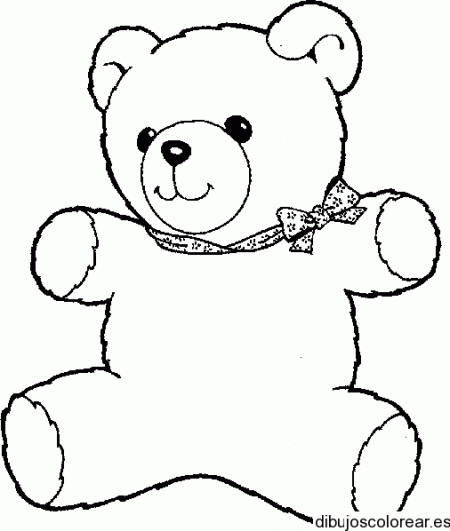 Dibujo de un oso de peluche con lazo | Dibujos para Colorear