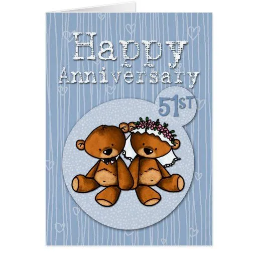 osos felices del aniversario - 51 años tarjeta de felicitación ...