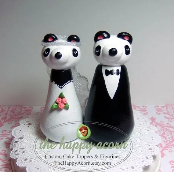 Osos panda pastel de boda Topper Panda hecho a por TheHappyAcorn