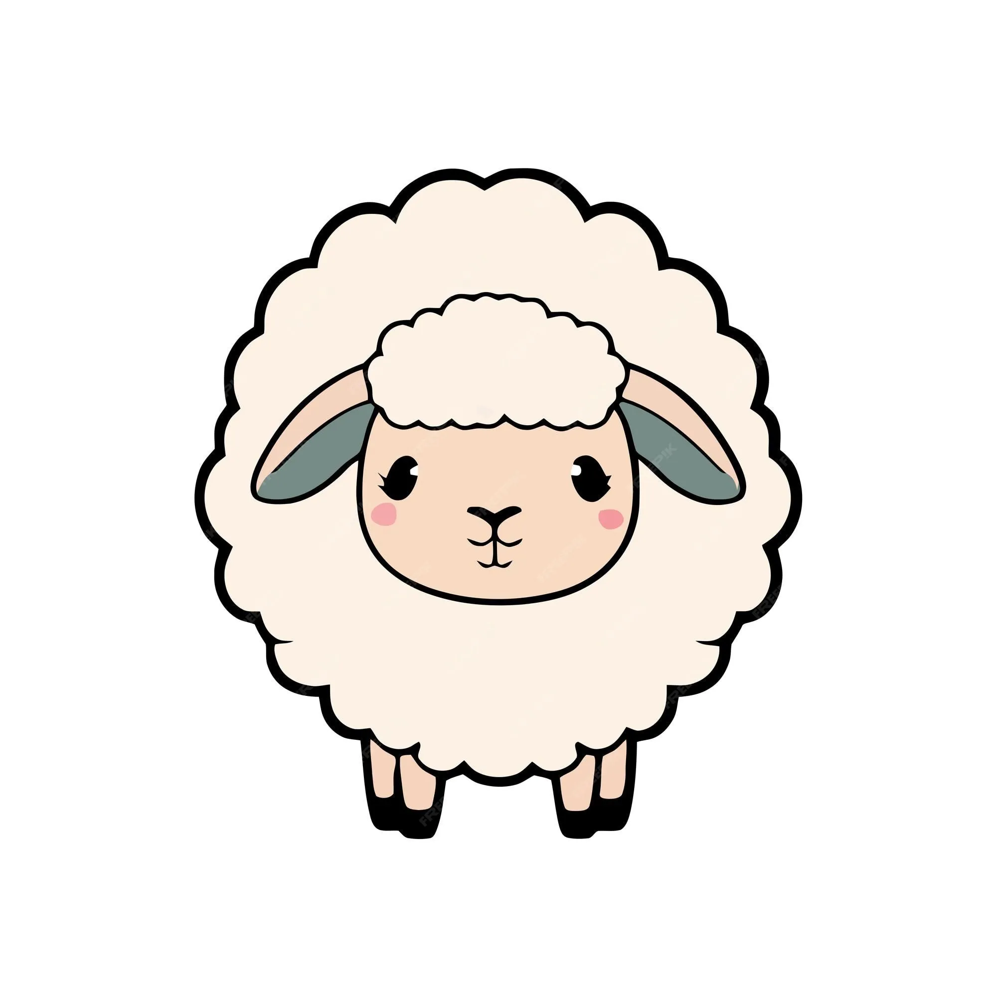 Una oveja de dibujos animados con una cara rosa. | Vector Premium