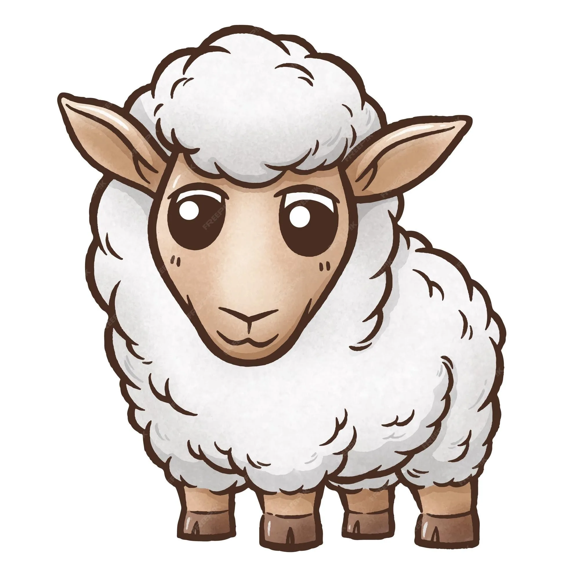 Una oveja de dibujos animados con ojos negros y cara blanca. | Vector  Premium