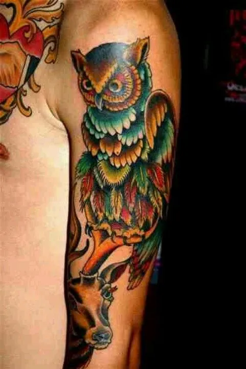Owl tattoo, color tattoo, animal art | Tattoo - Animals | Pinterest