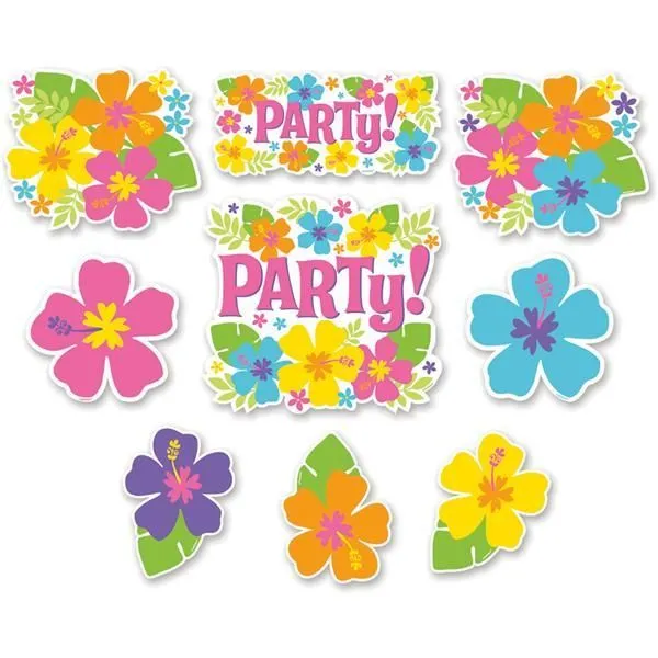 Pack 12 Cutouts Flores Hawainas http://www.airedefiesta.com ...