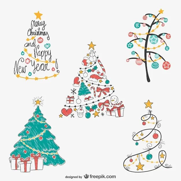Pack de dibujos de árboles de Navidad de colores | Descargar ...