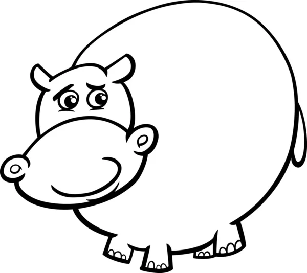 Página para colorear de dibujos animados de hipopótamo — Vector ...