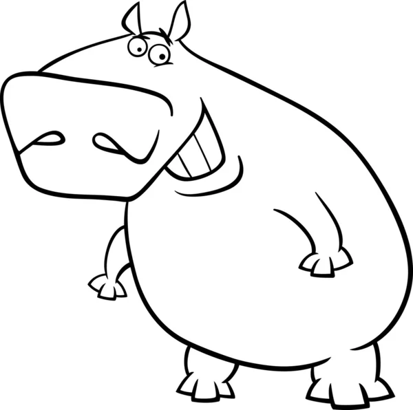 Página para colorear de dibujos animados de hipopótamo — Vector ...