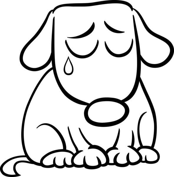 Página para colorear de dibujos animados de perro triste — Vector ...