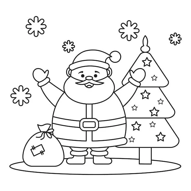 Pagina para colorear de navidad para niños santa claus | Vector Premium