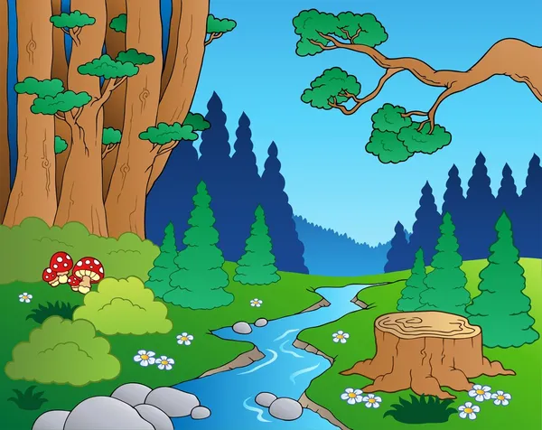 paisaje de bosque de dibujos animados 1 — Vector stock © clairev ...