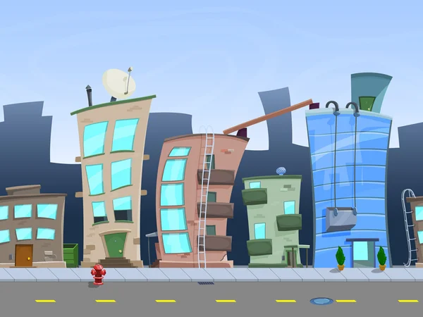 Paisaje de la ciudad de dibujos animados transparente — Vector ...