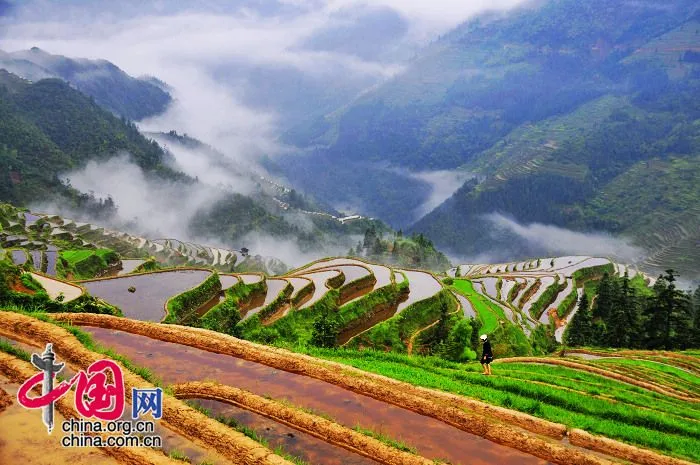 El paisaje hermoso de primavera de la provincia de Guizhou_Spanish.