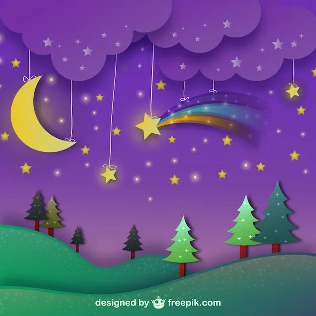 Paisaje nocturno con cielo púrpura | Descargar Vectores gratis