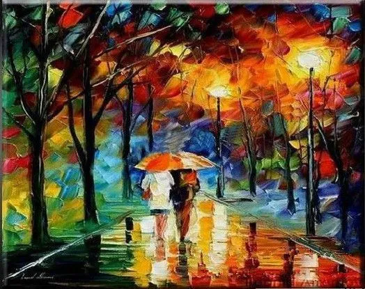 Paisajes Abstractos Noche de lluvia | pinturas al óleo famosas ...