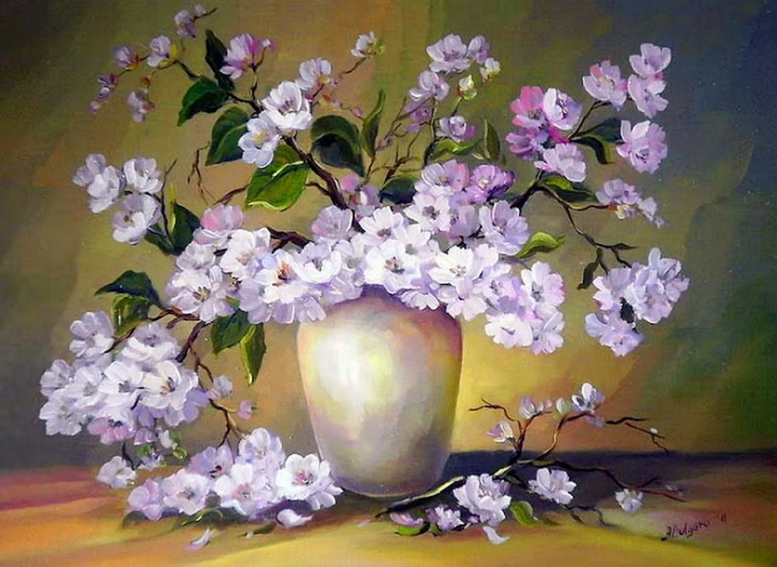 Paisajes y Bodegones: Bodegón, Jarrón de Flores Pintura Óleo Paisajes y Bodegones: Bodegón, Jarrón de Flores Pintura Óleo