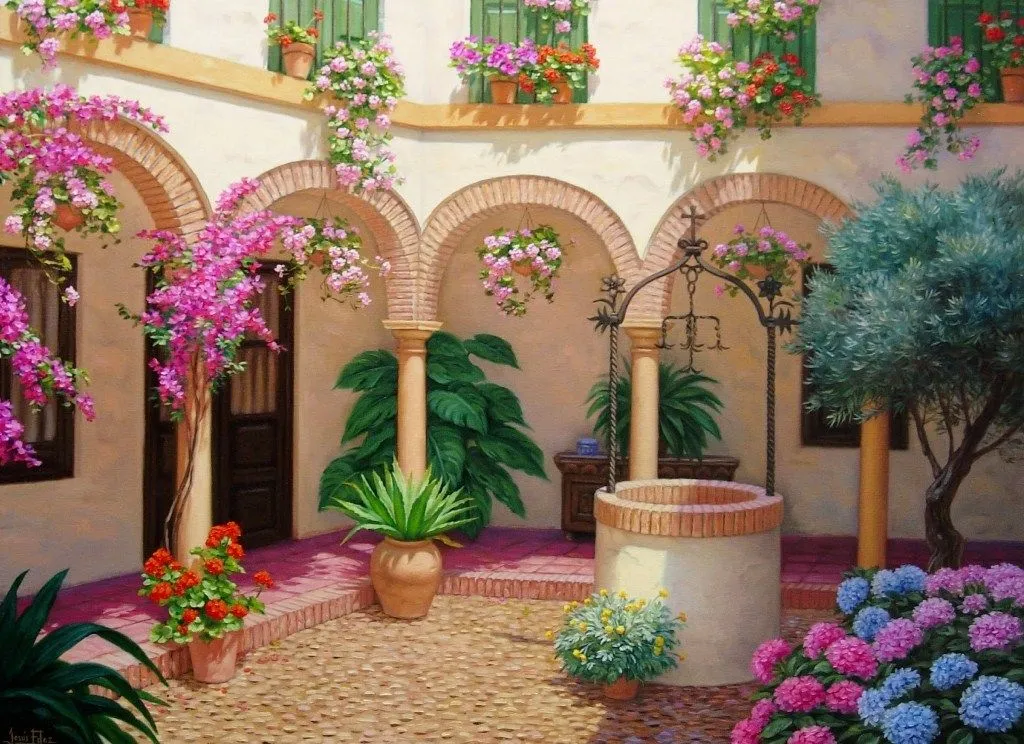 Paisajes y Bodegones: Paisaje con Flores Alegres para Pintar Paisajes y Bodegones: Paisaje con Flores Alegres para Pintar