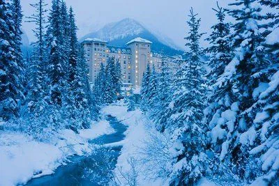 paisajes de nieve Hotel en el Parque Nacional Banff paisajes de nieve Hotel en el Parque Nacional Banff