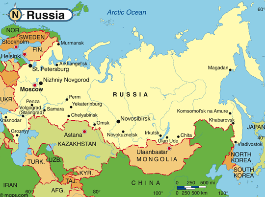 Paises comunistas: Mapa de la URSS
