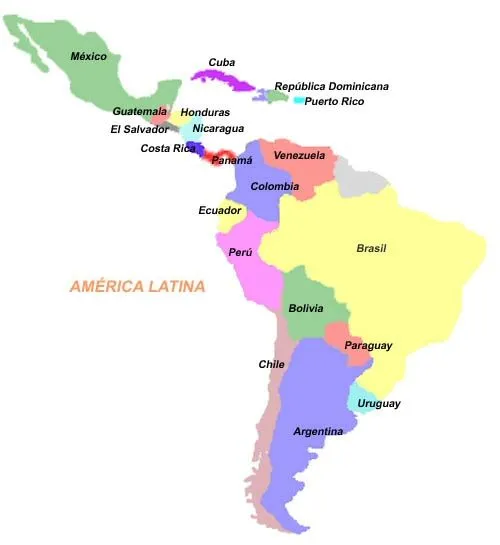 Mapa de los paises latinoamericano - Imagui