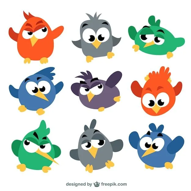Pájaros de colores en estilo de dibujos animados | Descargar ...